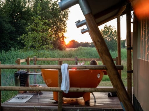 Erfgoed bossem - lodgetent - tobbe ondergaande zon