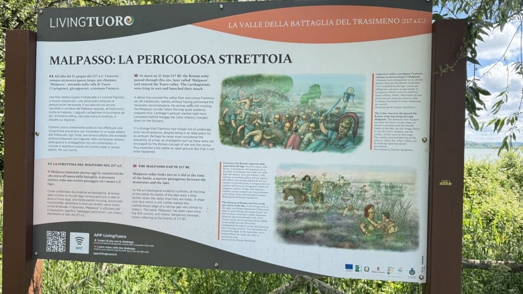 Trasimenomeer fietsen - plek van veldslag Hannibal