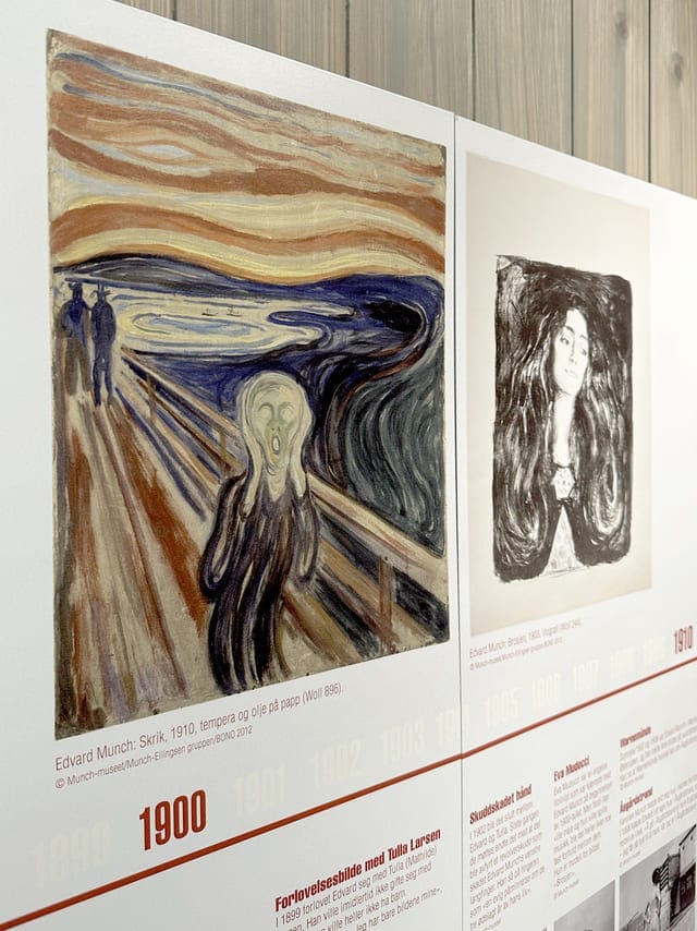 Tijdlijn van het leven van Munch in het Munch centrum in Løten. 