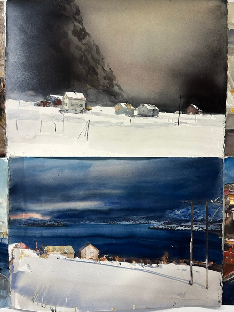 Aquarel door Lars Lerin in Karlstad. 