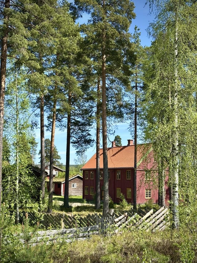 Houten huis in het Norwegian Forrest museum in Elverum. www.Skogmus.no.