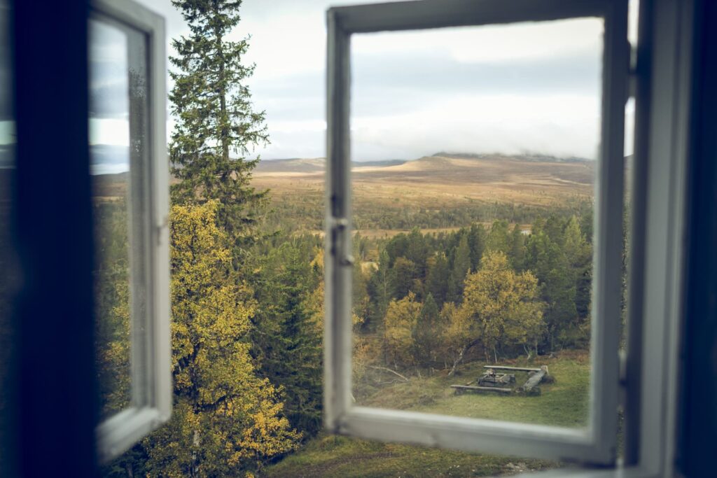Femundsmarka - Grövelsjöen - uitzicht uit raam