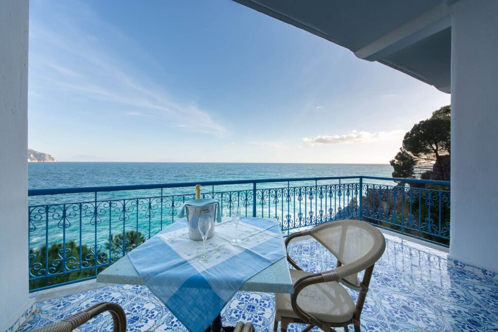 Southern Italy: Tips for a Road Trip Through 4 Regions 6 Hotel Villa San Michele - Seating Area with Champagne