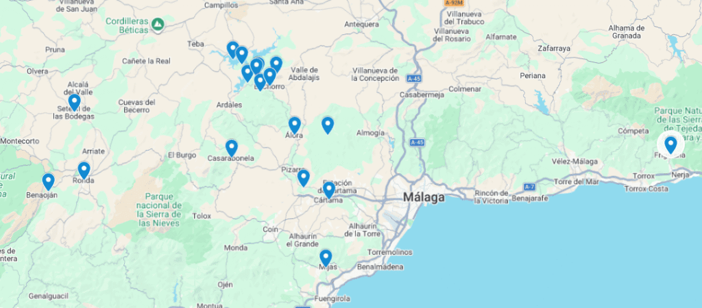Alora en de Guadalhorce-vallei: onbekend achterland van Malaga 16 Alora en omgeving Andalusie op kaart